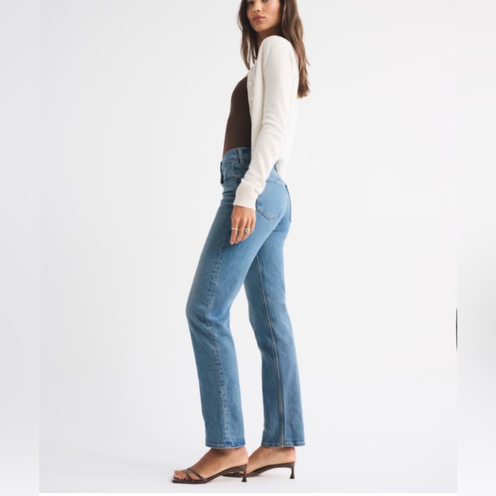 new Abercrombie & Fitch Blue Straight Leg Jeans THE 90S STRAIGHT MID-RISE
